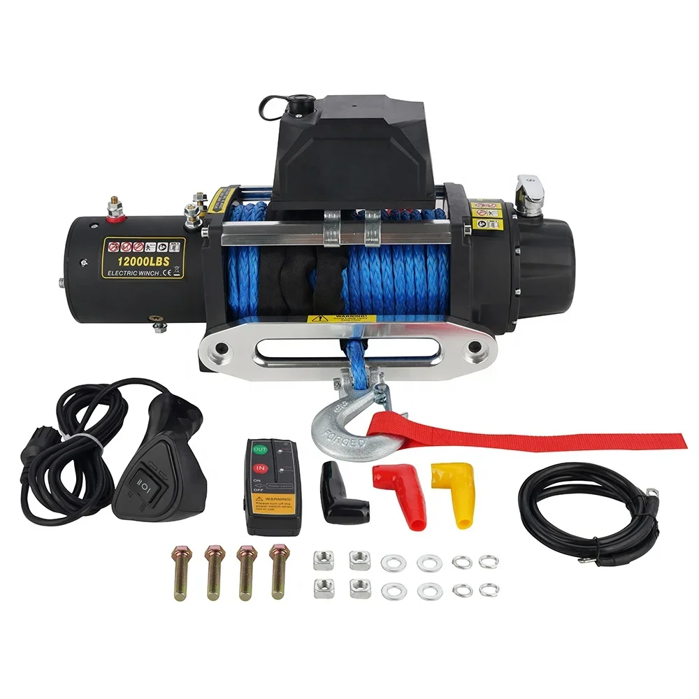 Winch 12000Lb Synthetic Rope - Winch Listrik Mobil Offroad 4x4 Tahan