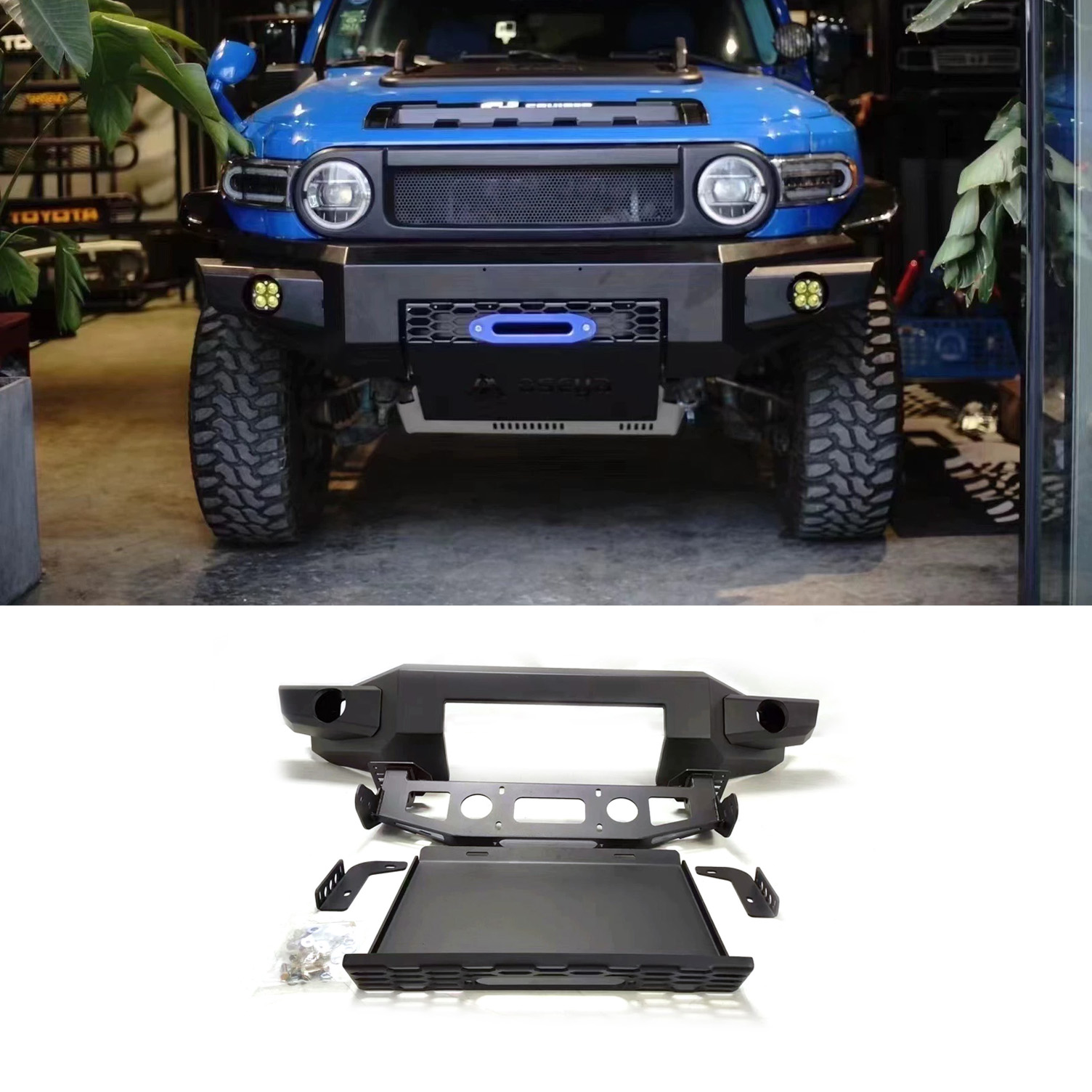Bumper depan hitam bertekstur  - Winch Bumper Mount Plate ulasan dan harga