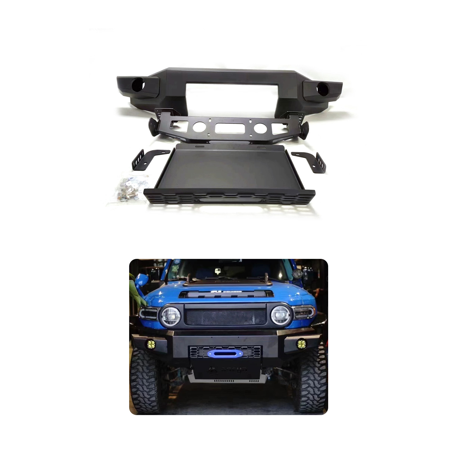 Bumper depan hitam bertekstur  - Winch Bumper Mount Plate ulasan dan harga